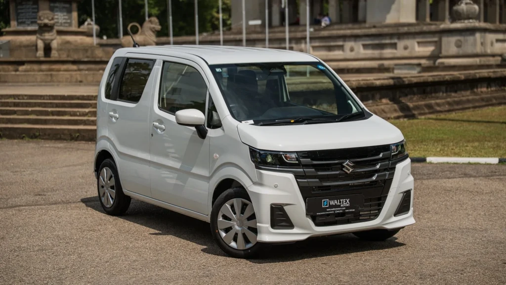 2026 Suzuki Wagon R in white, front three-quarter view, Waltex Motors Colombo