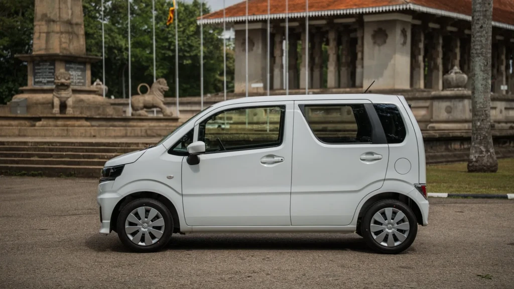 Side profile of the 2026 Suzuki Wagon R in white